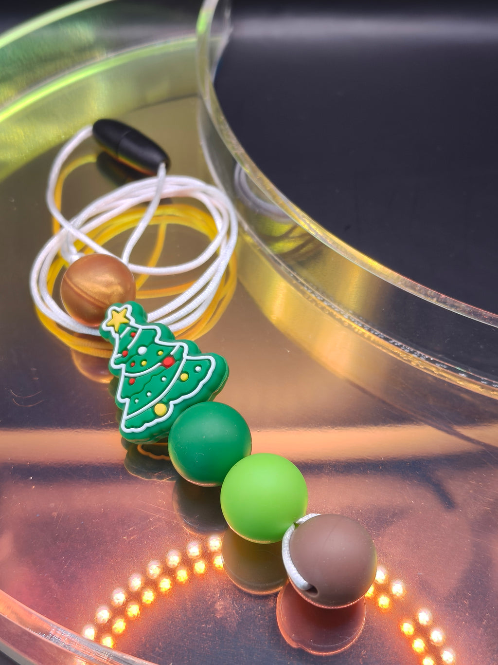 Handmade Silicone Beaded Necklace - Chewelry - Christmas Tree