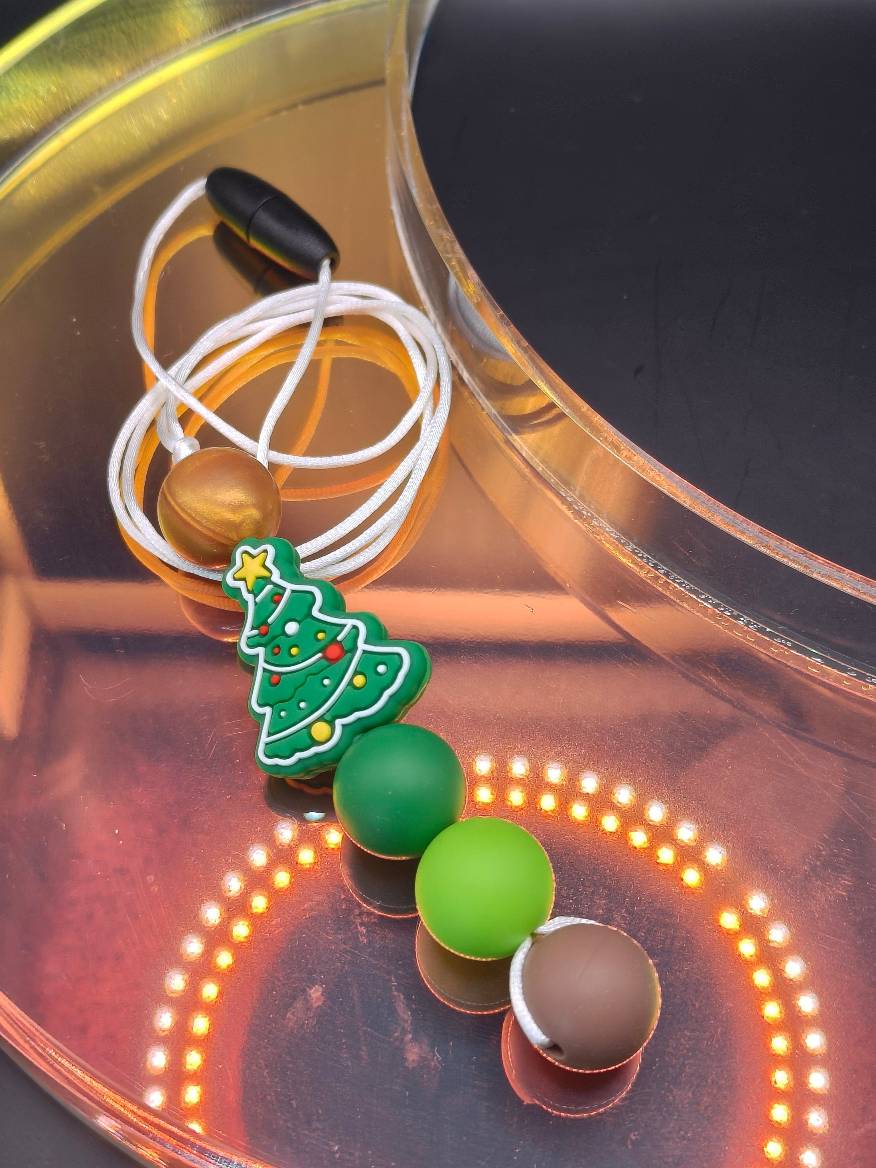 Handmade Silicone Beaded Necklace - Chewelry - Christmas Tree