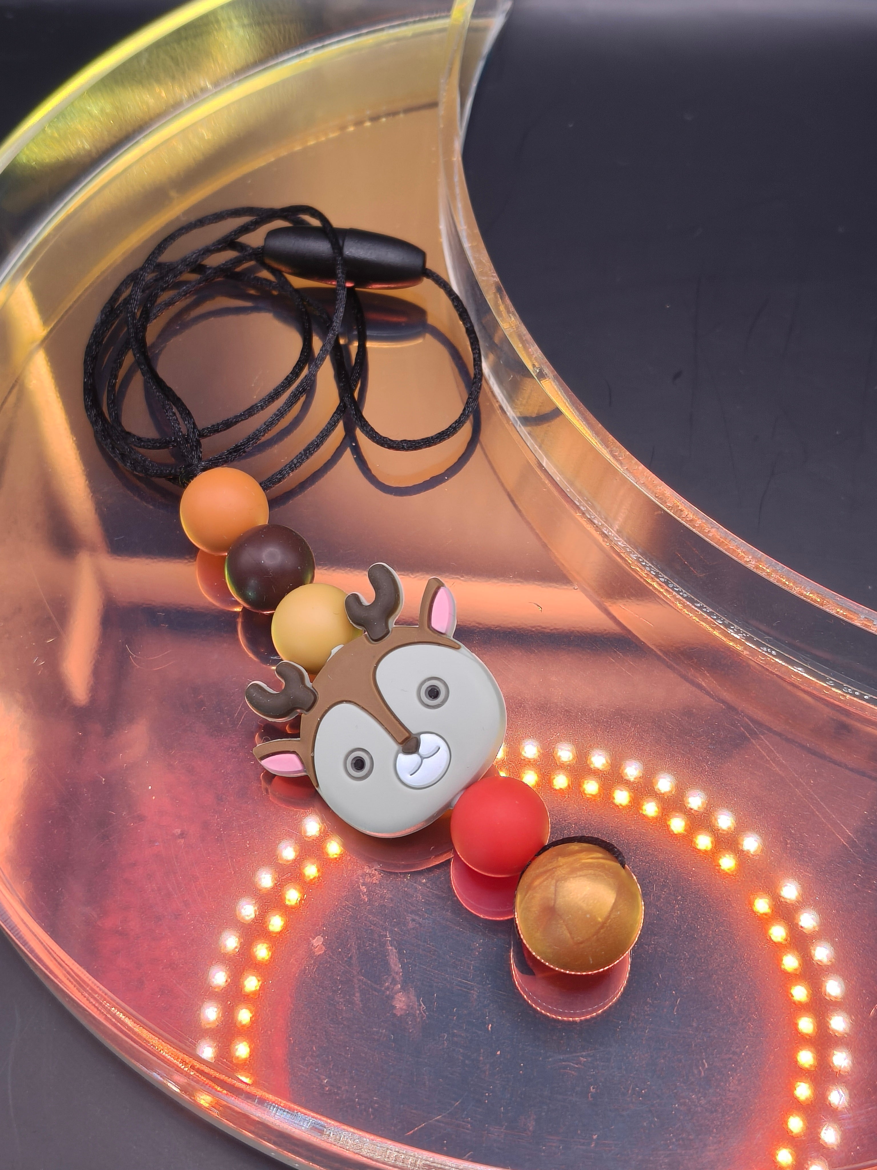 Handmade Silicone Beaded Necklace - Chewelry - Reindeer