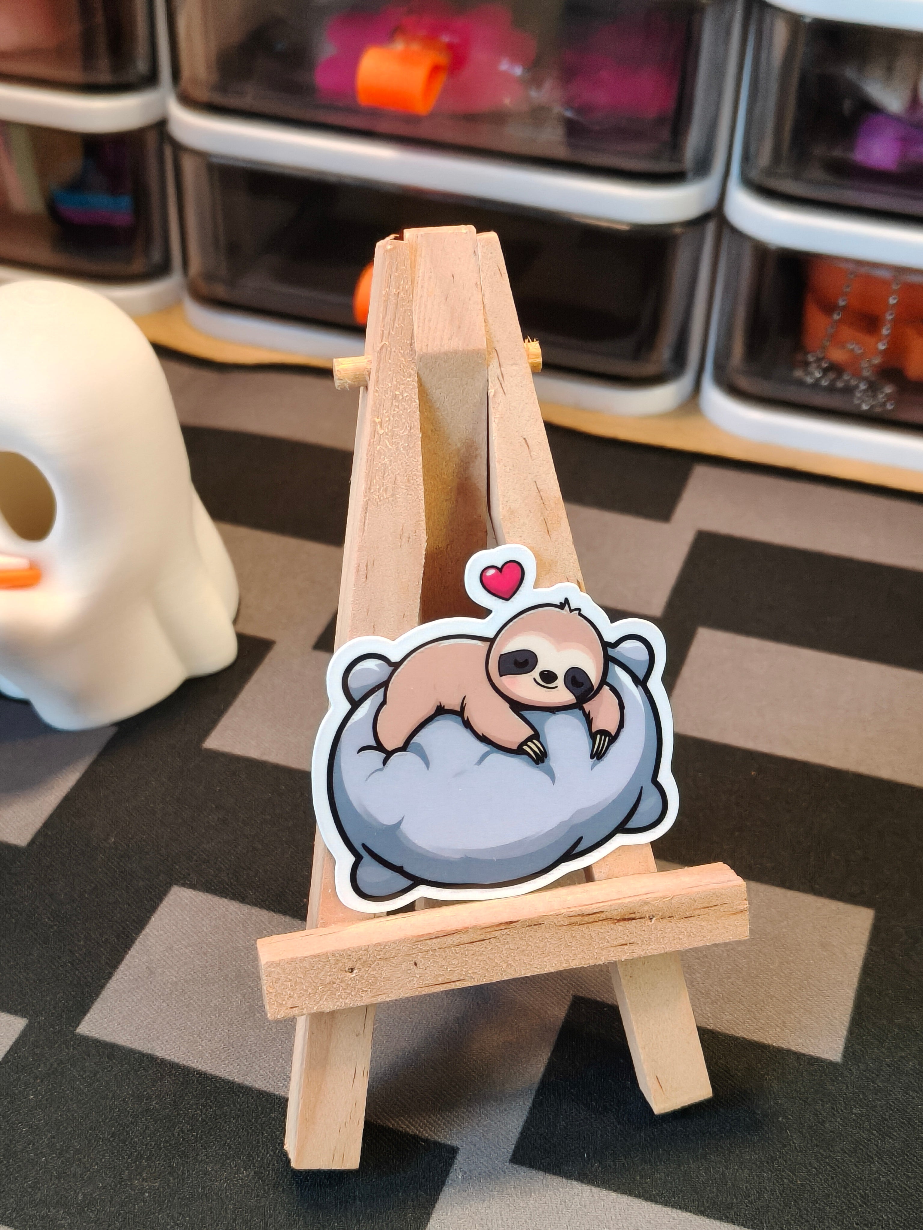 Comfy Sloth - Matte Laminated Sticker - Handmade - Water resistant