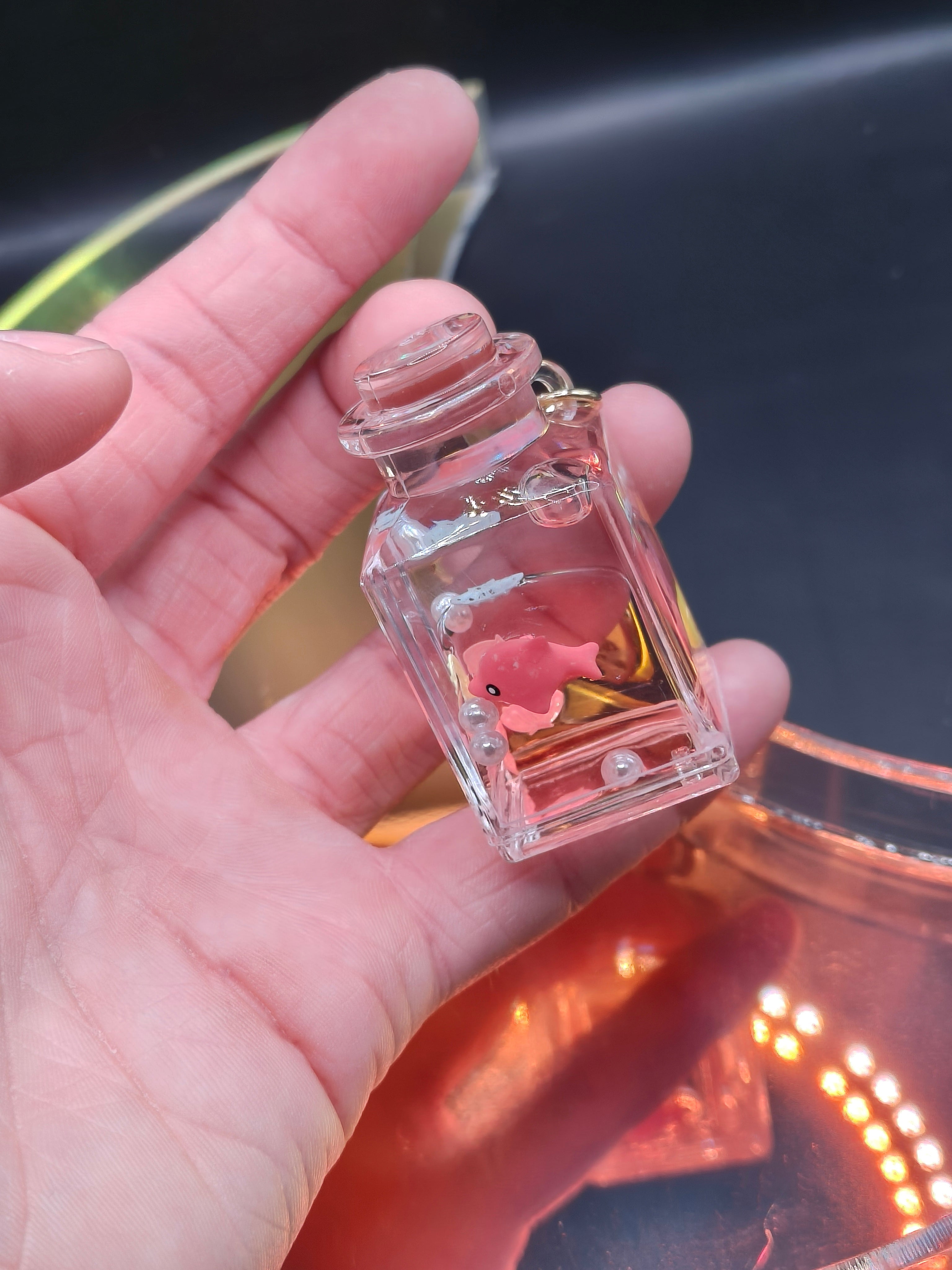 Pink Fish Liquid Motion Keychain