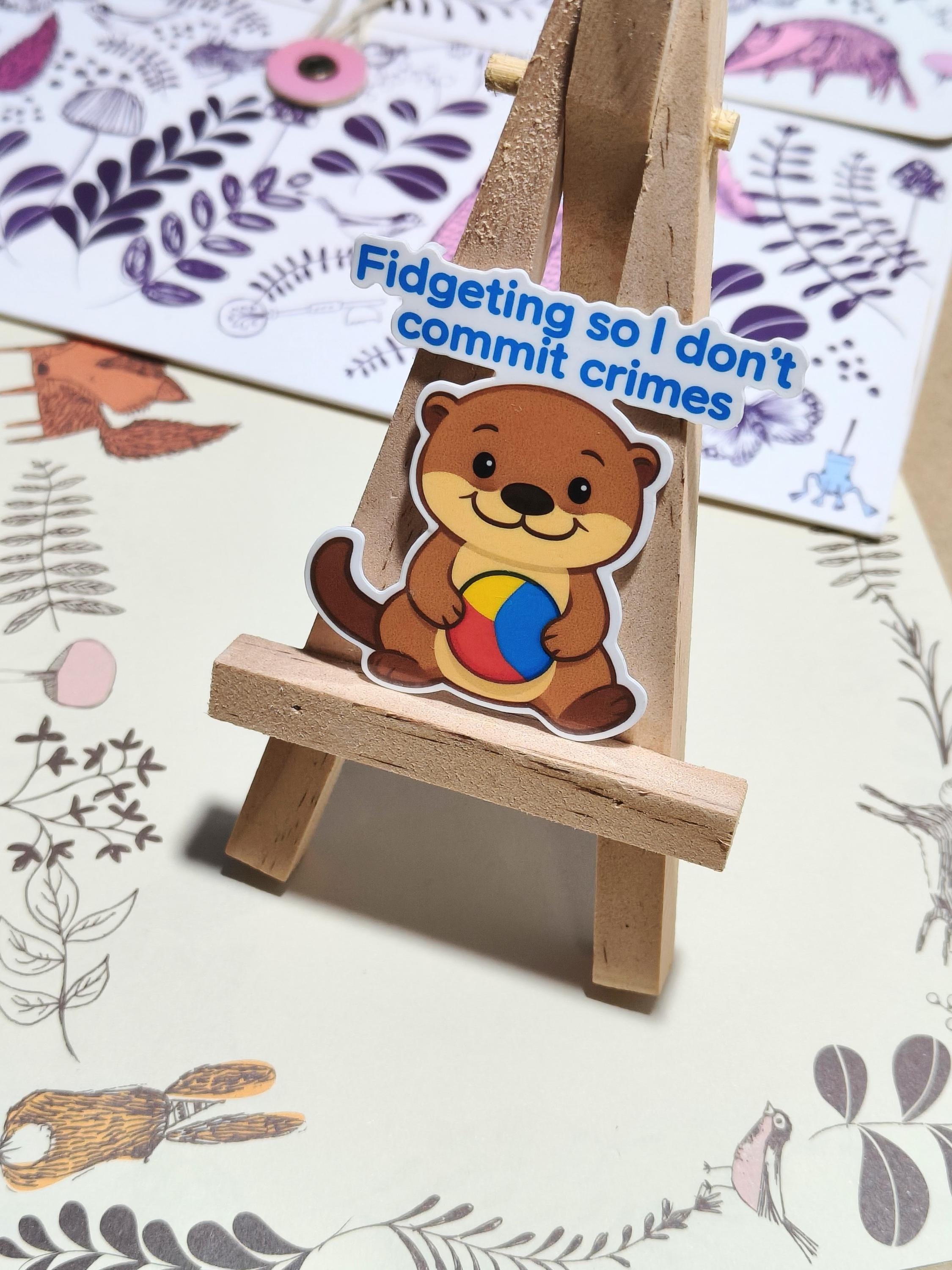 Vinyl Fidget Sticker - Fidget otter - Autism ADHD - Handmade - Water Resistant