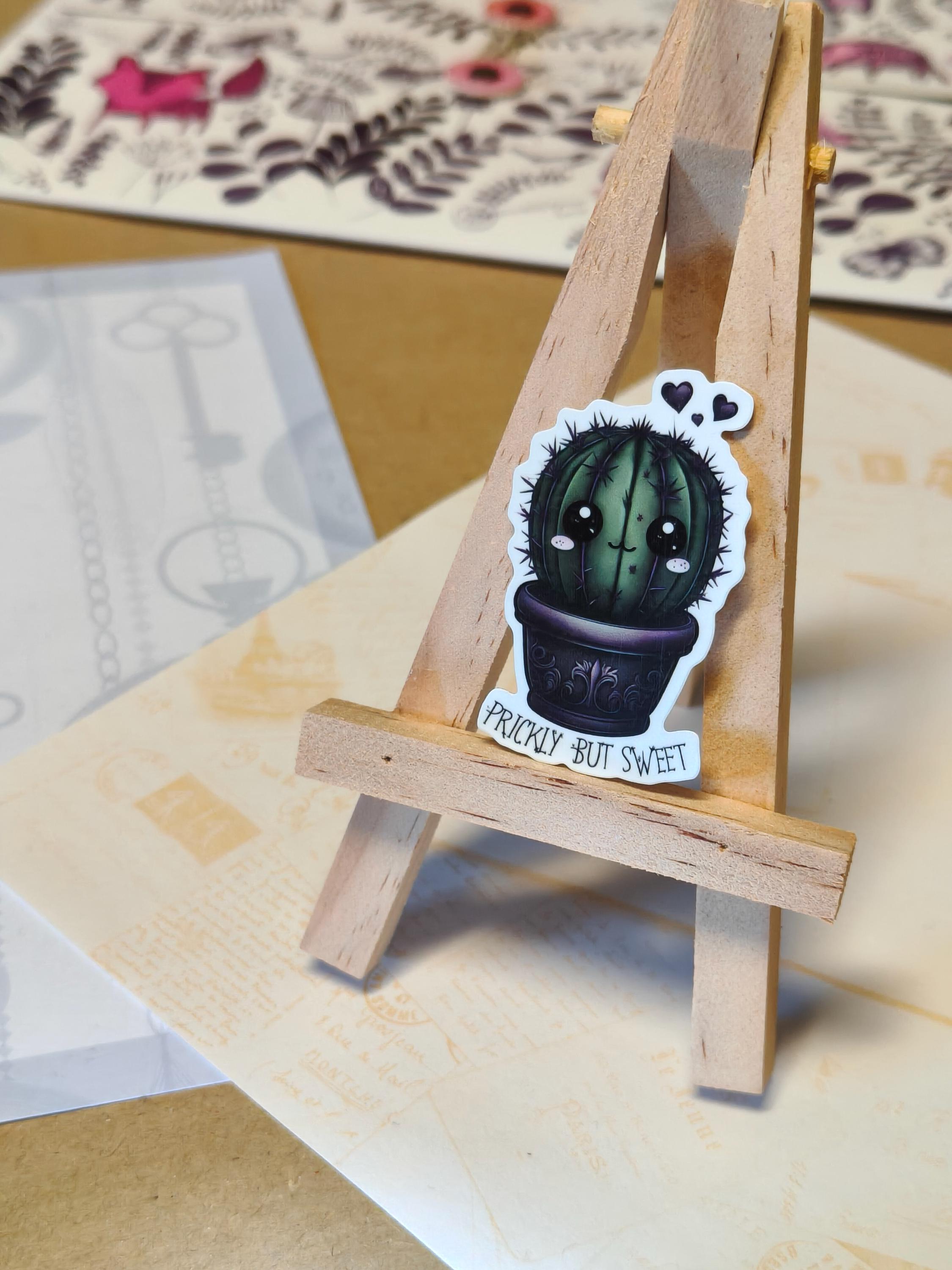 Vinyl Gothic Sticker - Prickly Cactus Dark - Matte Laminated Sticker - Handmade - Water resistant