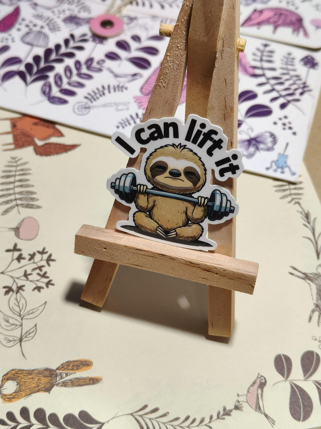 Vinyl Sloth Sticker - I Can Lift It - Sloth weight lifter matte single sticker DIY - Handmade - Water Resistant