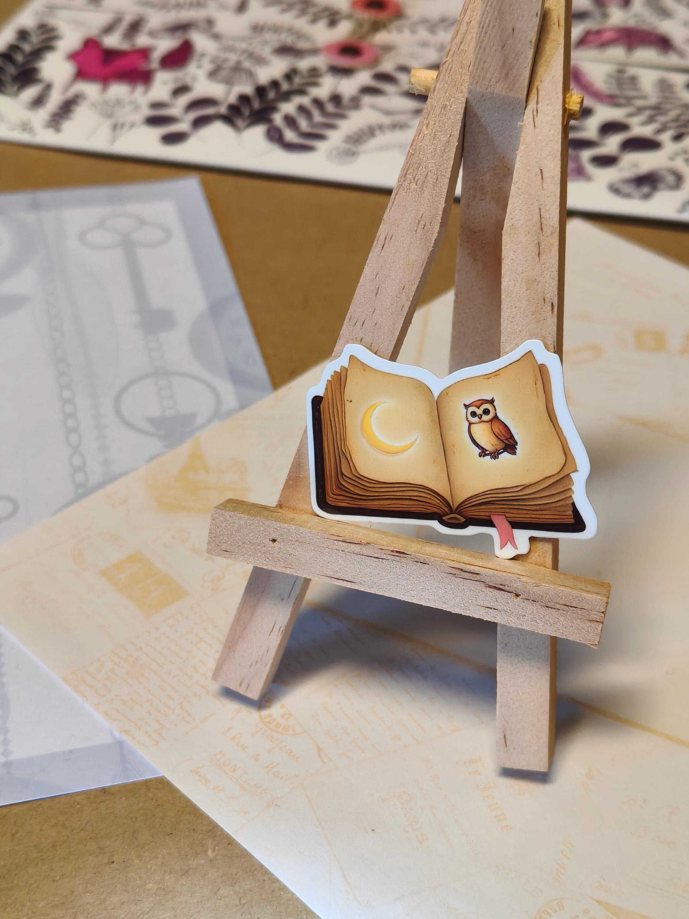 Vinyl Gothic Sticker - Owl Book - Matte Laminated Sticker - Handmade - Water resistant