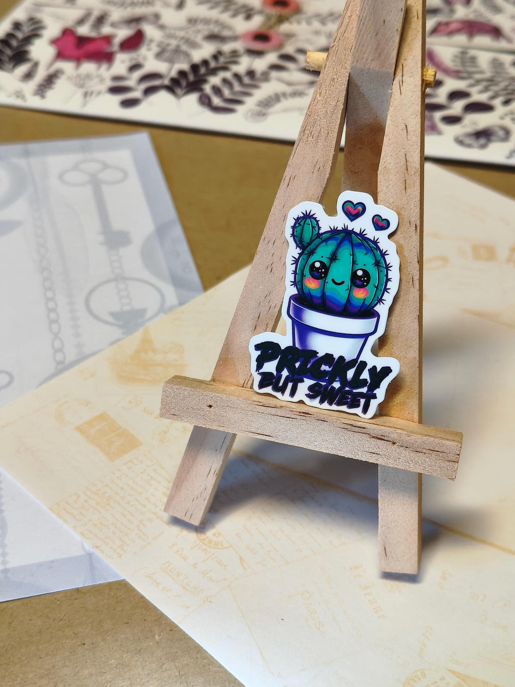 Vinyl Gothic Sticker - Prickly Cactus Light - Matte Laminated Sticker - Handmade - Water resistant