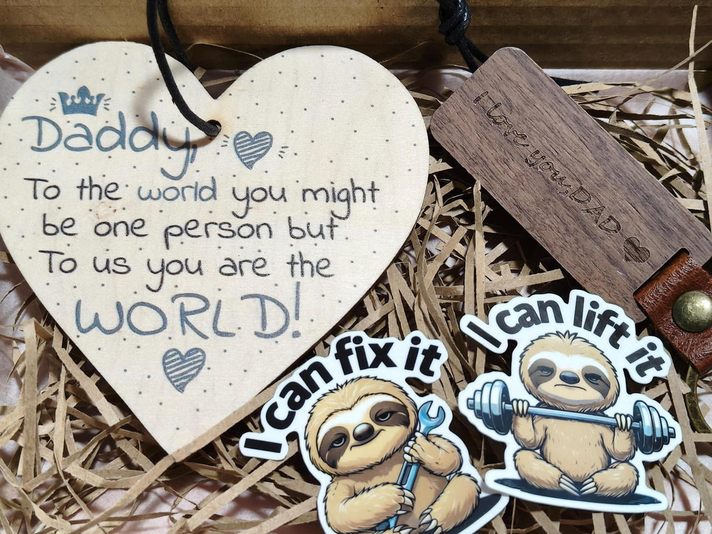 Dad Gift Box - Fathers gifts mini box - Handmade Matte Vinyl Laminated Stickers - Keychain