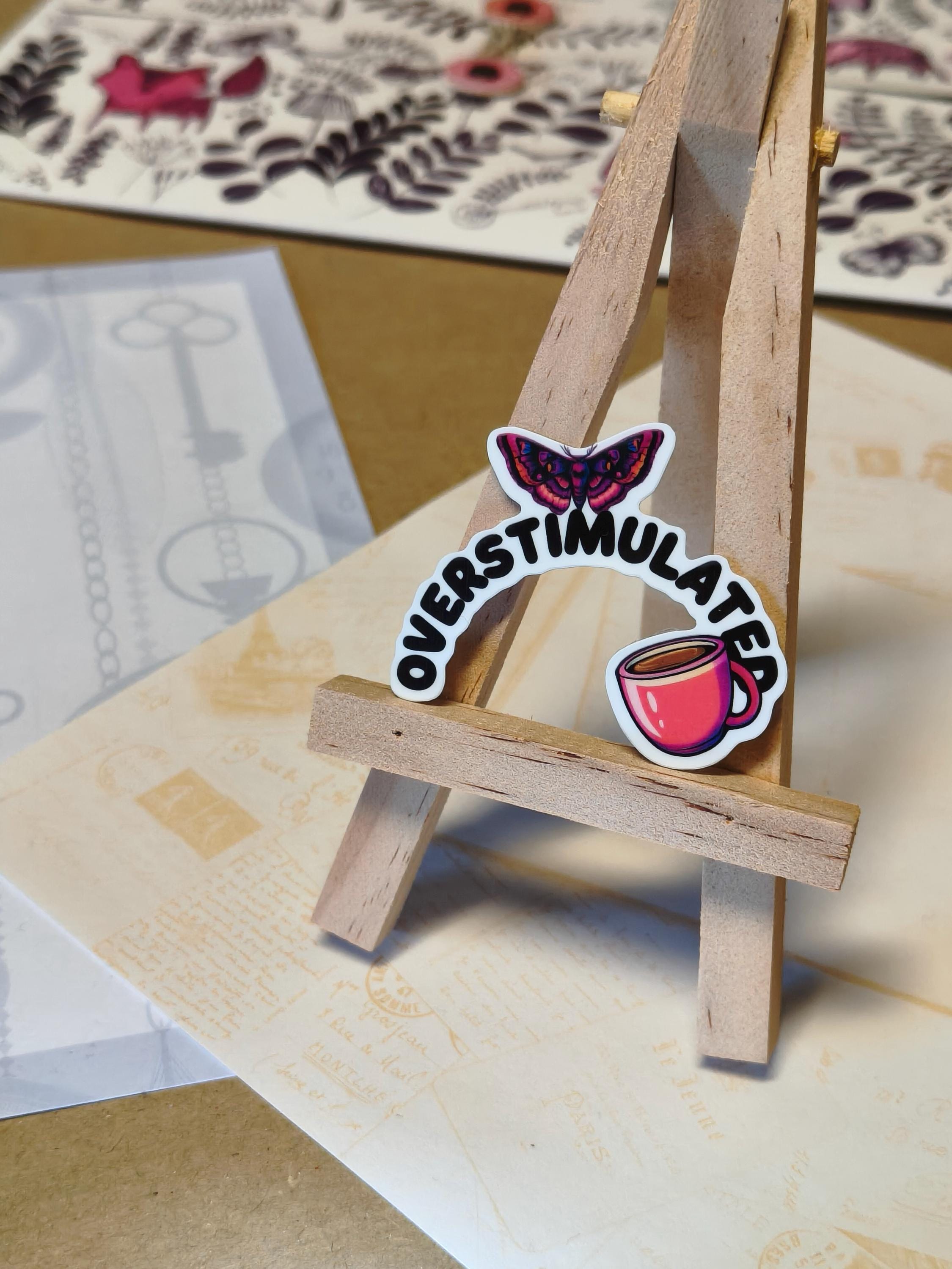 Vinyl Sticker - Overstimulated - Autism sensory moth - Matte Laminated Sticker - Handmade - Water resistant