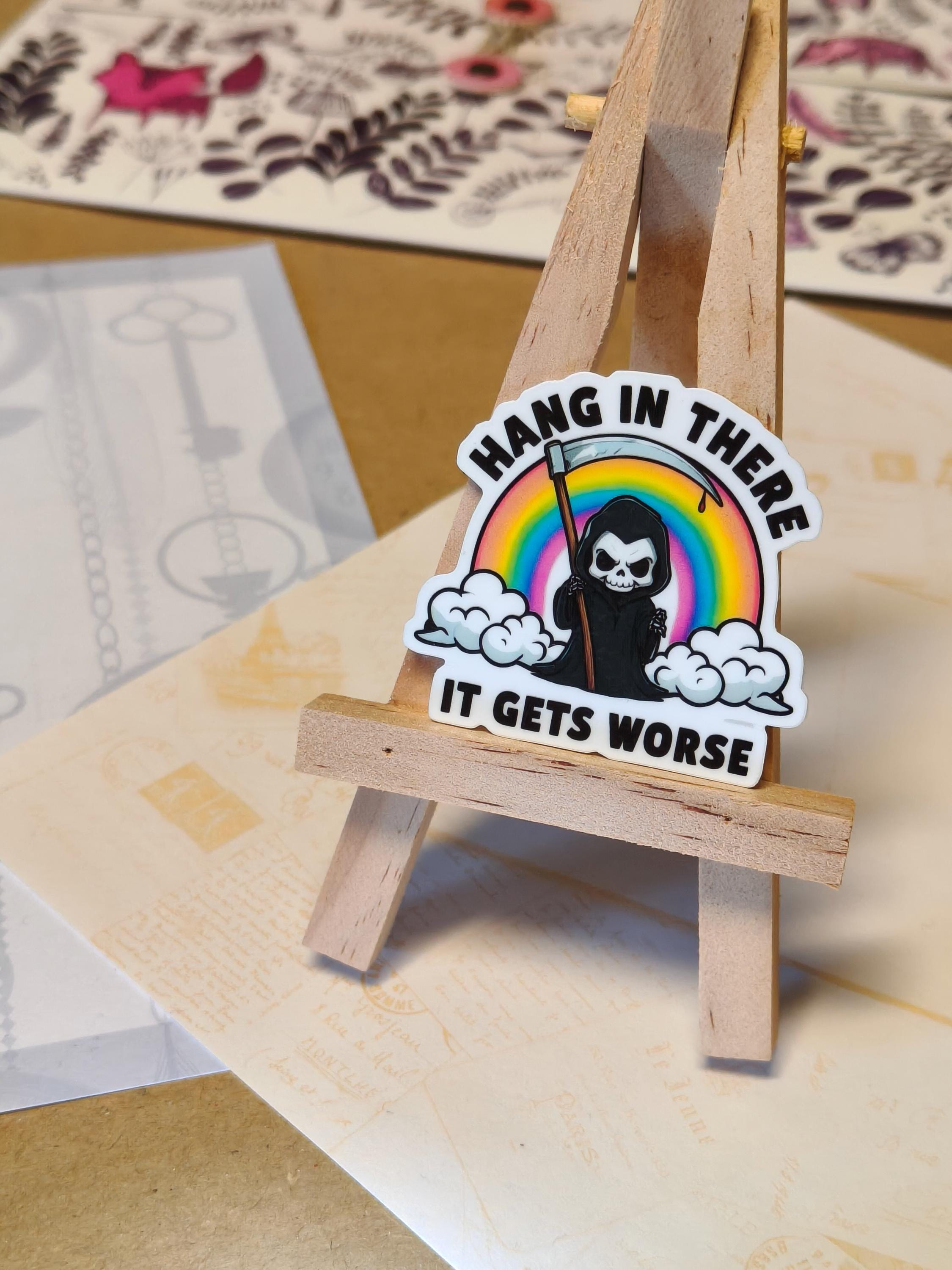 Vinyl Colourful Sticker Set - Hard Life - Tired, skeleton, coffee - Matte Laminated Stickers - Handmade - Water resistant