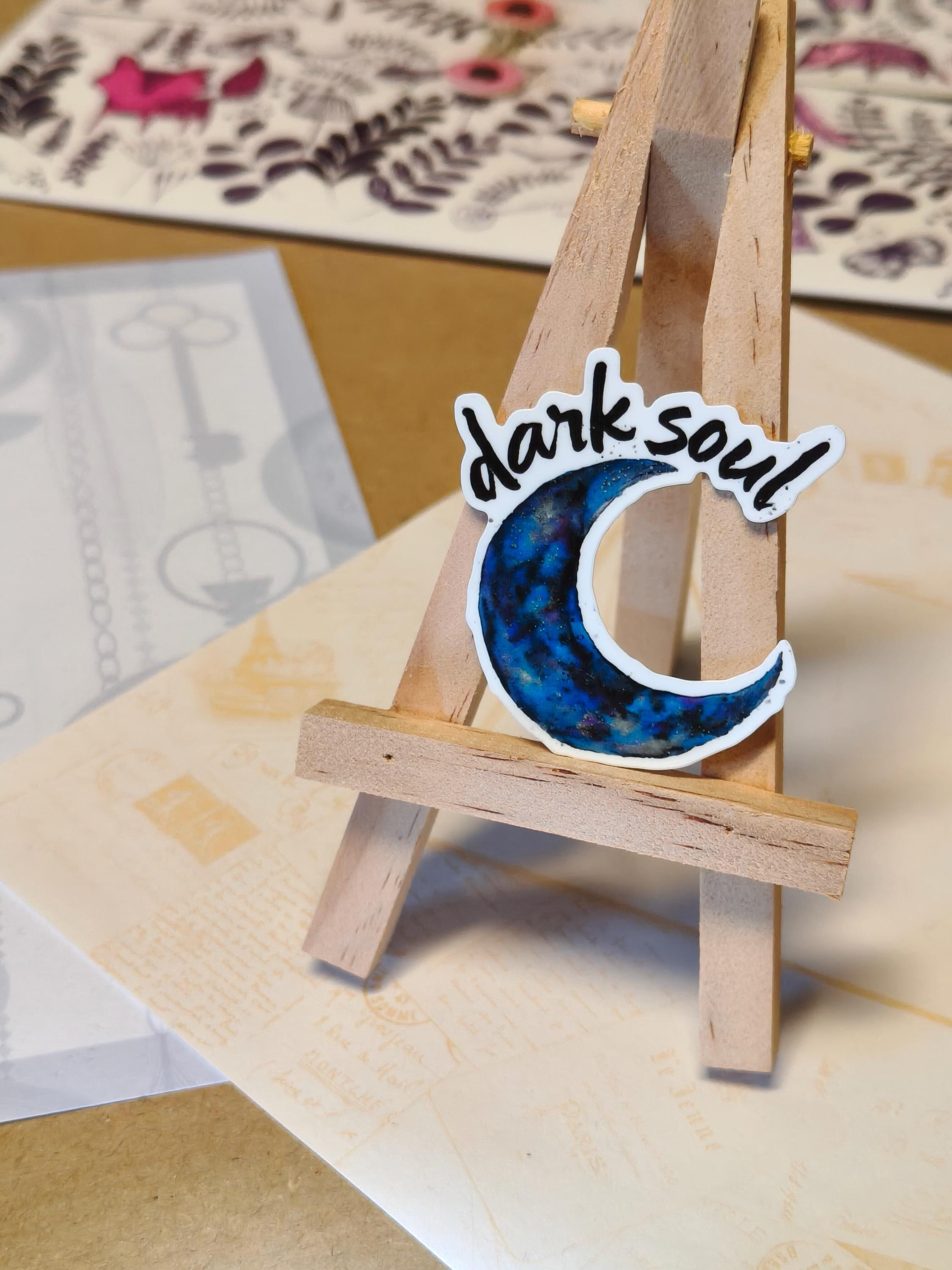 Vinyl Gothic Sticker - Dark Soul - Blue haunted moon - Matte Laminated Sticker - Handmade - Water resistant