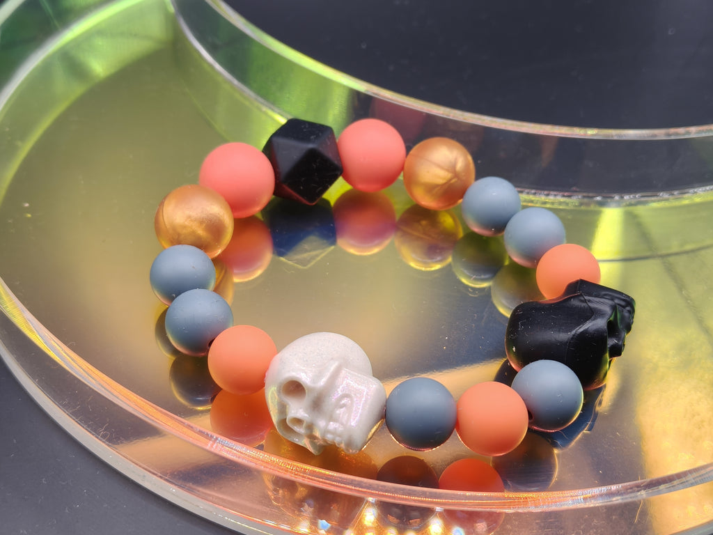 Handmade Silicone Beaded Bracelet - Chewelry - Stim - Skulls
