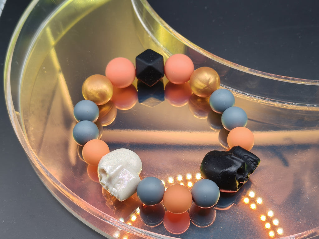 Handmade Silicone Beaded Bracelet - Chewelry - Stim - Skulls