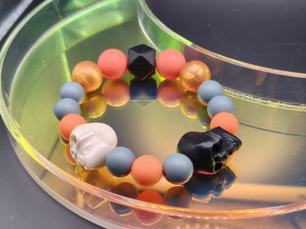 Handmade Silicone Beaded Bracelet - Chewelry - Stim - Skulls